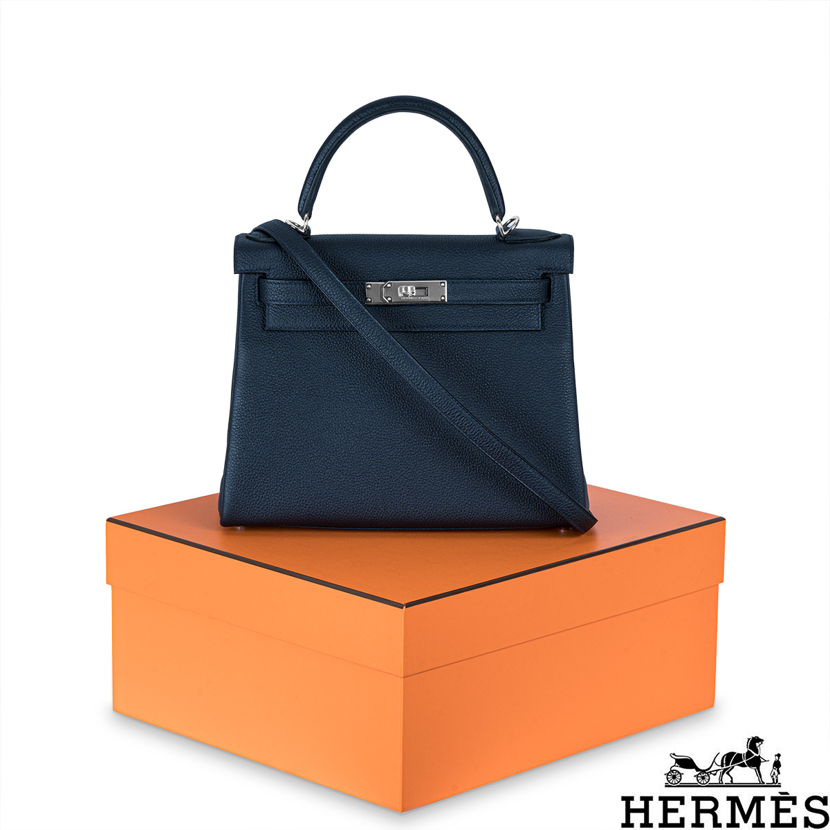 Hermès Kelly II Retourne 25cm Vert Bosphore Togo Handbag at